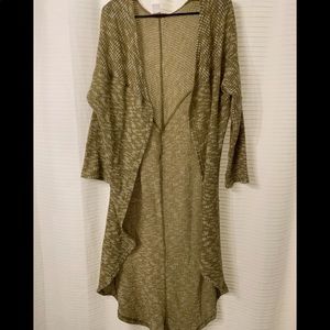 Green and white cardigan